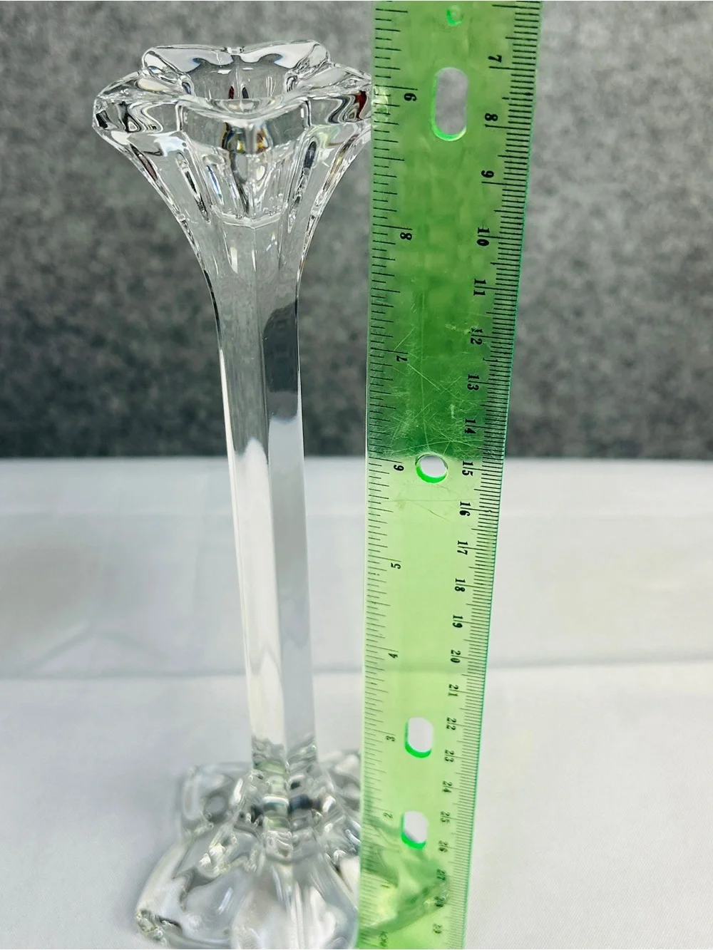 Crystal Petal Tapered 9” Candlestick Holders Mid-Century Table Top Decor 1970-80